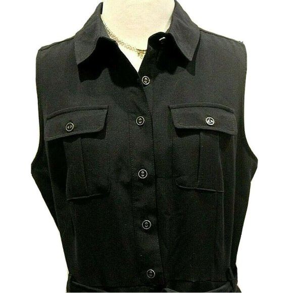 SHARANGANO Navy Blue Collared Tie Waist Dress - Picture 3 of 7